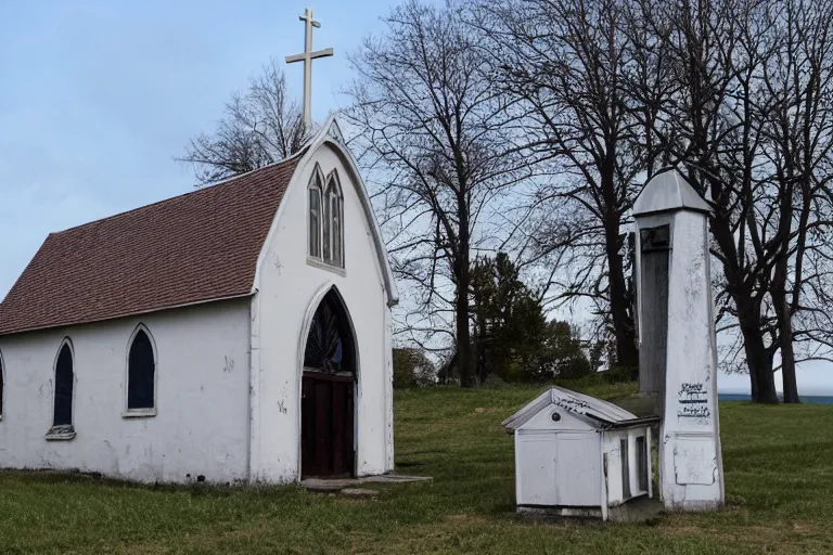 Prompt: the saddest little church in saint sanne