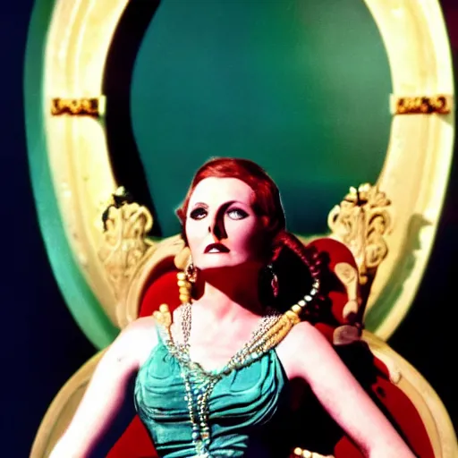 Image similar to Cinematic technicolor still of Greta Garbo as Tosca in the 1959 film by George Cukor