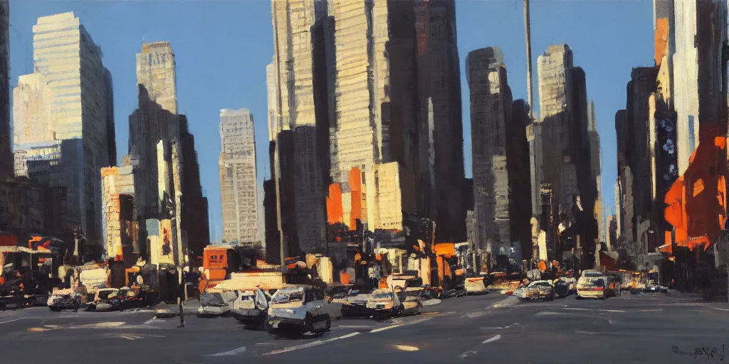 Image similar to city morning ben aronson matte painting