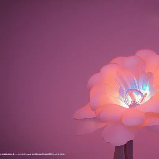 Image similar to Luminescent flower blooming at twilight, cgsociety, r /art, trending on artstation, artstationHD, octane render, highly detailed, cel-shaded, vray, volumetric lighting