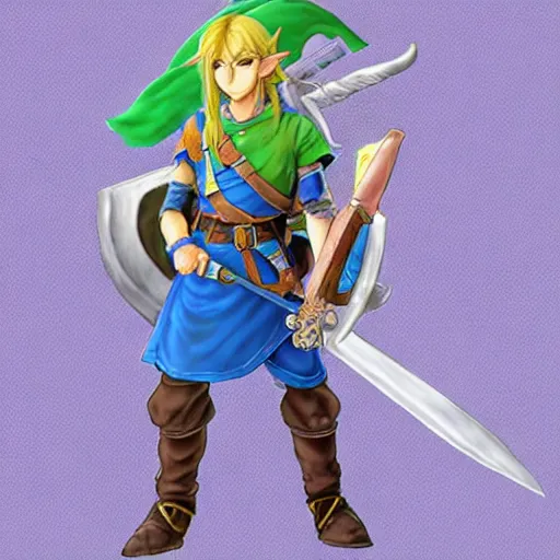Prompt: Link from the Legend of Zelda as a Final Fantasy Character, by Yoshitaka Amano, peaceful color palette