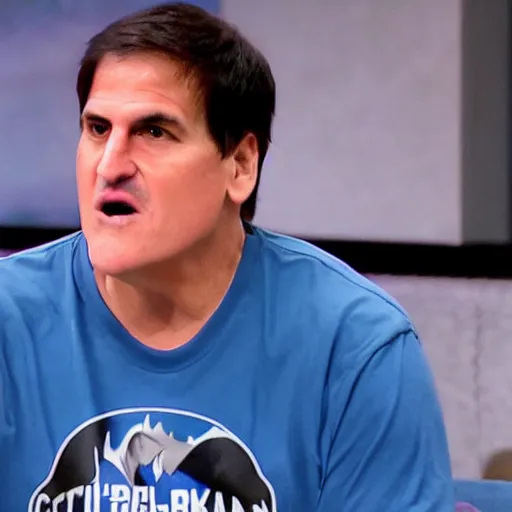Image similar to Mark Cuban with a basketball shirt, investing in a company, in Shark Tank (2016)