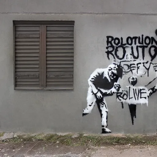 Prompt: revolution by Banksy, 8k