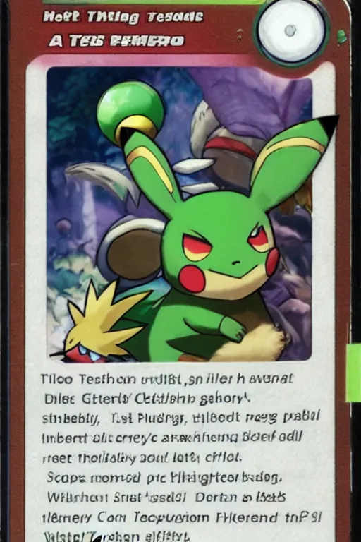 Image similar to a pokemon trading card of teemo, highly detailed pokemon trading card screenshot