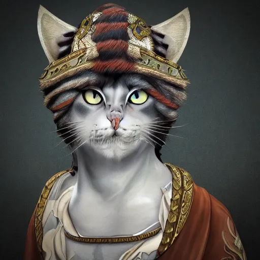 Prompt: illustration of the roman emperor augustus neko man half cat, character design, art station, epic, elegant, masterpiece, in the style by nikita diakur