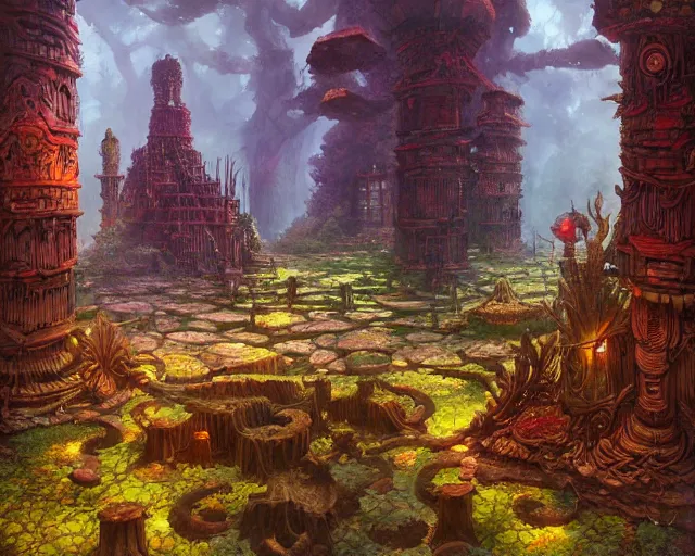 Image similar to mycelium temple, marc simonetti, leiji matsumoto, intricately detailed fantasy scenery