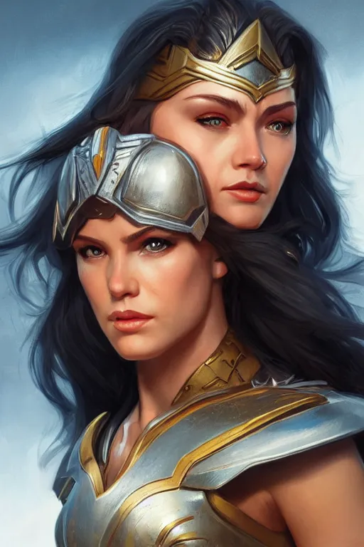 Image similar to amazon valkyrie athena, d & d, fantasy, portrait, highly detailed, headshot, digital painting, trending on artstation, concept art, sharp focus, illustration, art by artgerm and greg rutkowski and magali villeneuve