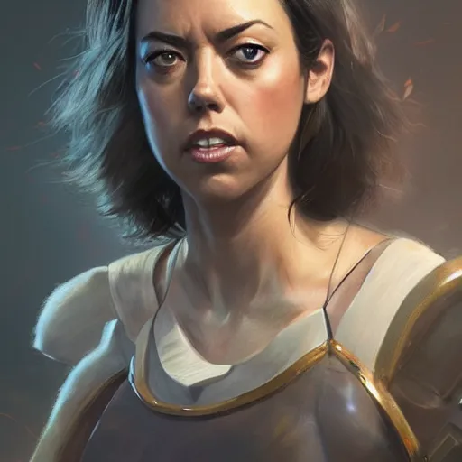 Image similar to aubrey plaza, d & d, fantasy, portrait, highly detailed, digital painting, trending on artstation, concept art, sharp focus, illustration, art by artgerm and greg rutkowski and magali villeneuve