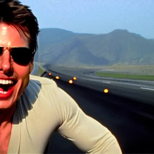 Image similar to Tom Cruise tangoing on the Highway to the Danger zone