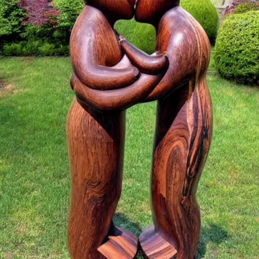 Image similar to a wood masterpiece symbolizing kissing