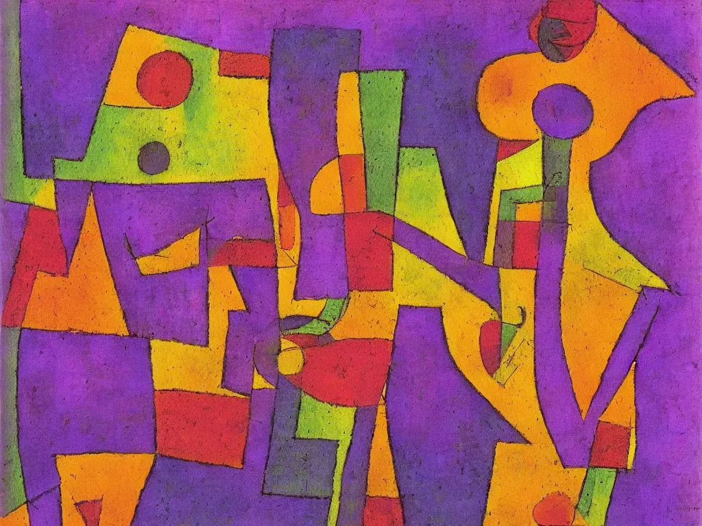 Prompt: variations of the purple sinner. painting by paul klee