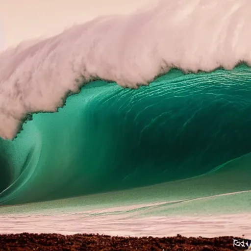 Prompt: a giant symetrical wave at teahupo'o