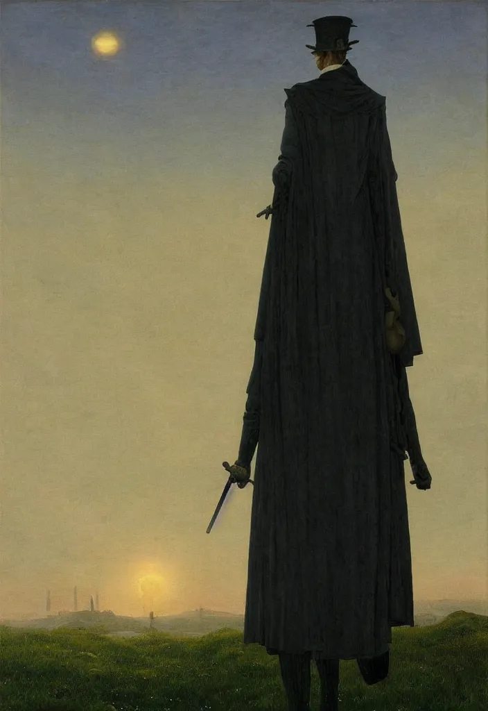 Image similar to solarpunk knight | Caspar David Friedrich |