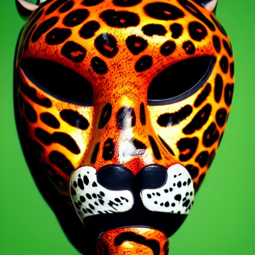 Image similar to a perfect centered mask of a shaman turning into a jaguar, 8 k,