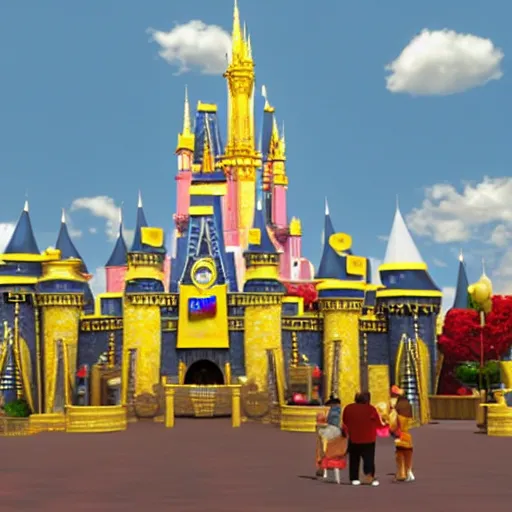 Image similar to 3d render of disney world made out of cheese