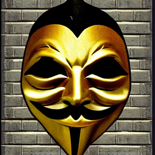 Image similar to a guy fawkes mask in the style of windows 3. 1 1