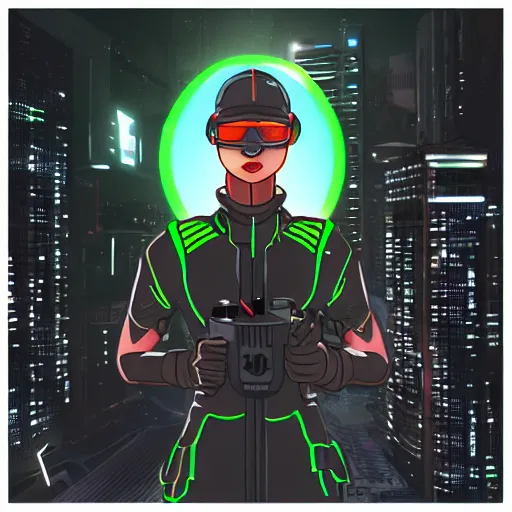 Image similar to cyberpunk android utility worker at night