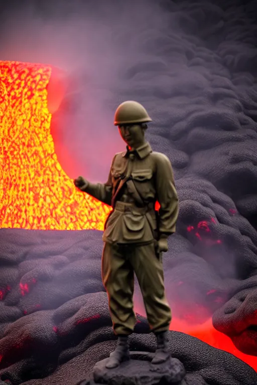 Prompt: japan world war soldier swimming on lava mountain, - photorealistic, smooth, aesthetic lighting, baroque object, pullitzer winning, photo by : canon eos 5 d mark iv, versatile, lens interoperability, autofocus, 4 k uhd video capture at 3 0 fps, 8 k time - lapse functions, by karah mew and adnan abidi