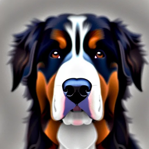 Prompt: portrait of a cute bernese dog, art by elke vogelsang, 8 k ultra realistic, trending on artstation, 4 k, hyperrealistic, focused, extreme details, unreal engine 5, cinematic, masterpiece