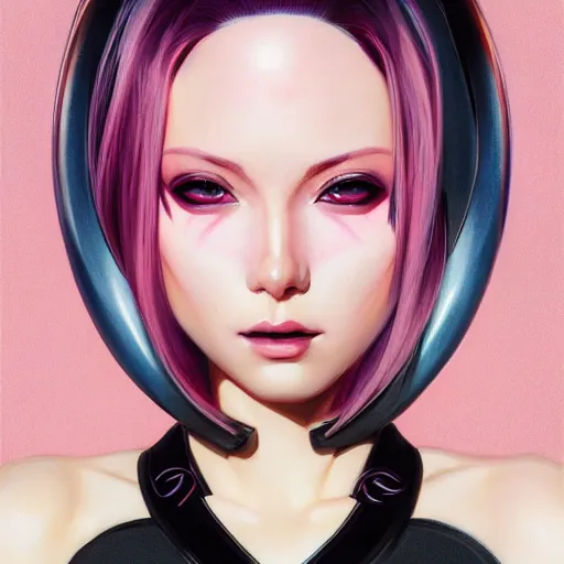 Image similar to portrait of beautiful symmetrical anime alien woman, pink hair, attractive, casual, modern, victoria's secret, highly detailed, digital painting, artstation, concept art, smooth, sharp focus, illustration, art by artgerm, greg rutkowski and alphonse mucha, 8 k,