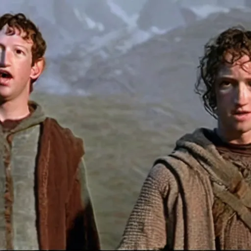 Image similar to a film still of mark Zuckerberg in lord of the rings, high quality