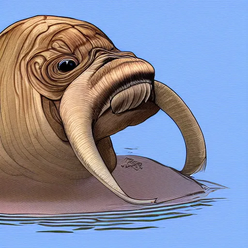 Image similar to A stunning digital painting of a walrus squid monster, professional digital art