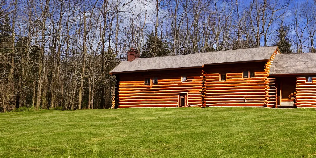 Image similar to log house on sunny meadow