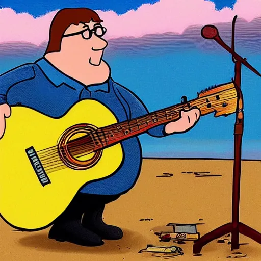 Image similar to folk guitarist bert jansch meets peter griffin