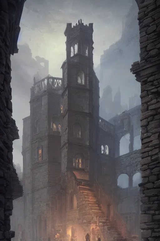 Image similar to old victorian stone building, high octane, 8 k, digital art, magic the gathering, mtg, by greg rutkowski, trending on artstation