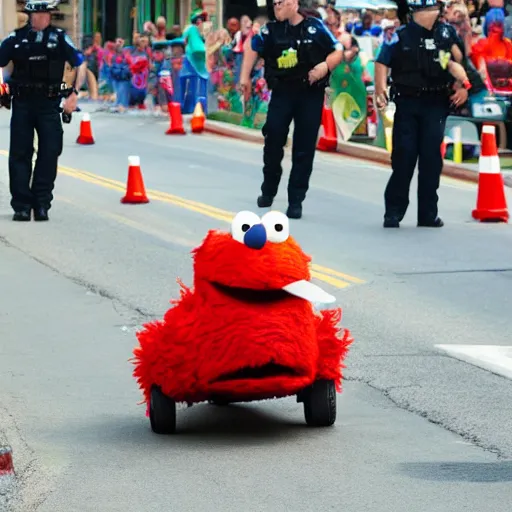 Image similar to drunk driving elmo being chased by the police