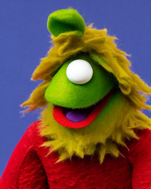 Image similar to joel miller as a muppet. highly detailed felt. hyper real photo. 4 k.