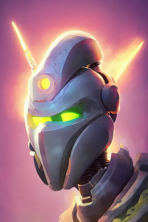 Image similar to epic mask helmet robot ninja portrait stylized as fornite style game design fanart by concept artist gervasio canda, behance hd by jesper ejsing, by rhads, makoto shinkai and lois van baarle, ilya kuvshinov, rossdraws global illumination radiating a glowing aura global illumination ray tracing hdr render in unreal engine 5