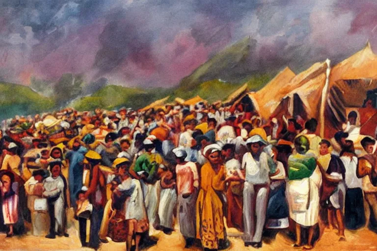 Prompt: a painting of immigrants in brazil in 1 9 3 0