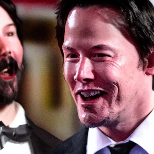 Image similar to Keanu reeves fights elon musk boxing