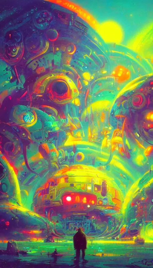 Image similar to psytrance artwork, by paul lehr,