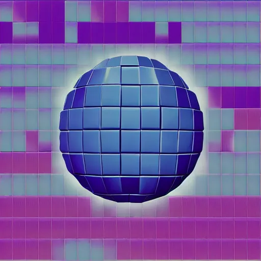 Prompt: sphere made of blocks, retrowave