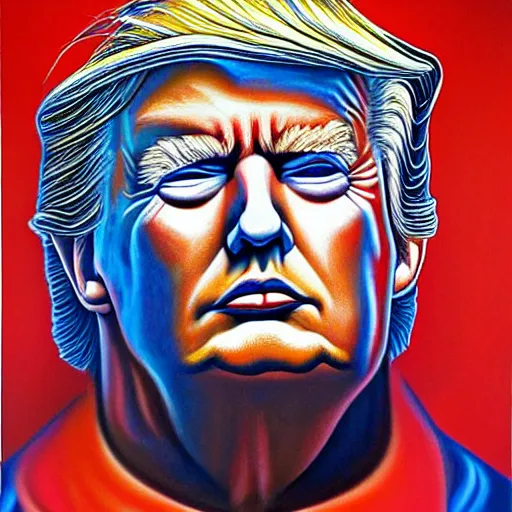 Prompt: a painting of donald trump by alex grey