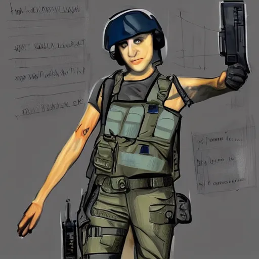 Prompt: Chloe Sevigny as a Counter Strike terrorist, concept art, anime