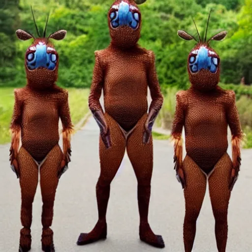 Image similar to humans wearing realistic ant costumes