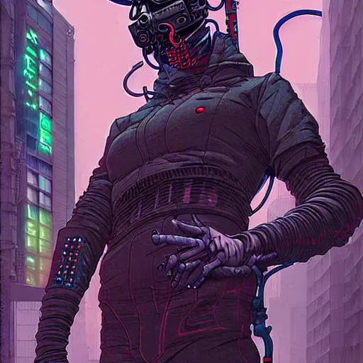 Image similar to A cyberpunk demon cyborg on the street of a cyberpunk city art by Josan Gonzalez, sci-fi, highly detailed, digital painting, artstation, smooth, sharp focus, illustration, concept art by Josan Gonzalez and James Gurney and Mœbius