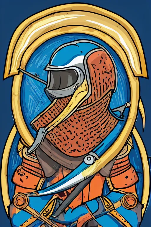 Image similar to Portrait of a dolphin in a medieval armor, knight, medieval, colorful, illustration, highly detailed, simple, smooth and clean vector curves, no jagged lines, vector art, smooth