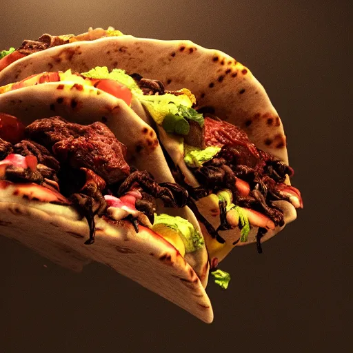 Image similar to demon taco photo realistic, dramatic cinematic lighting, octane render, 4 k, ultra detailed