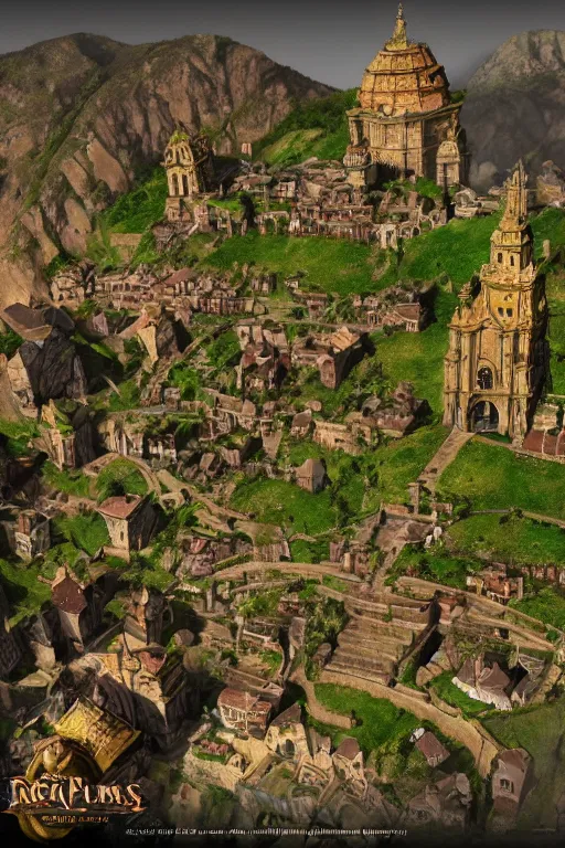 Image similar to Ouro Preto minas gerais artwork by dota2 Rendering with several goblins . full of details, by lol and warcraft, Matte painting, trending on artstation and unreal engine