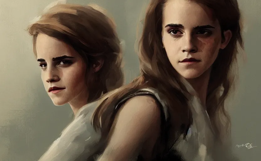 Image similar to A painting of Emma Watson trending on artstation in the style of Greg Rutkowski