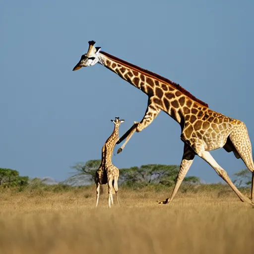 Image similar to giraffe chasing a lion