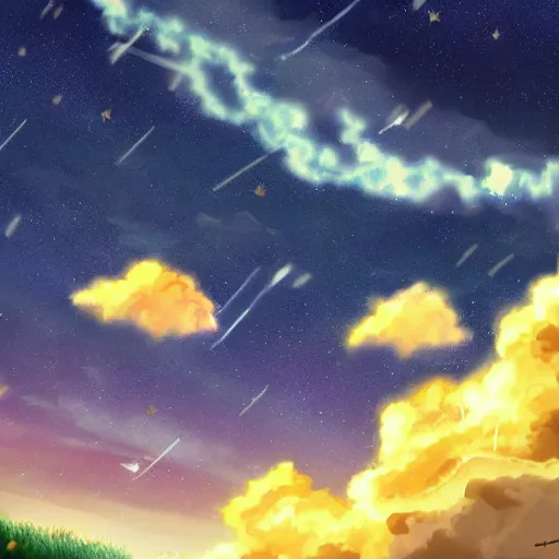 Image similar to anime digital art golden crack in the night sky