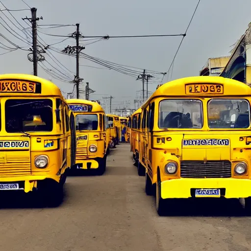 Prompt: yellow buses of lagos.