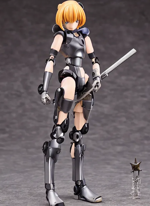 Prompt: toy design,Girl in mecha cyber Armor, portrait of the action figure of a girl, with bare legs， holding a scythe weapon， anime figma figure, studio photo, flight squadron insignia, realistic military gear, 70mm lens,