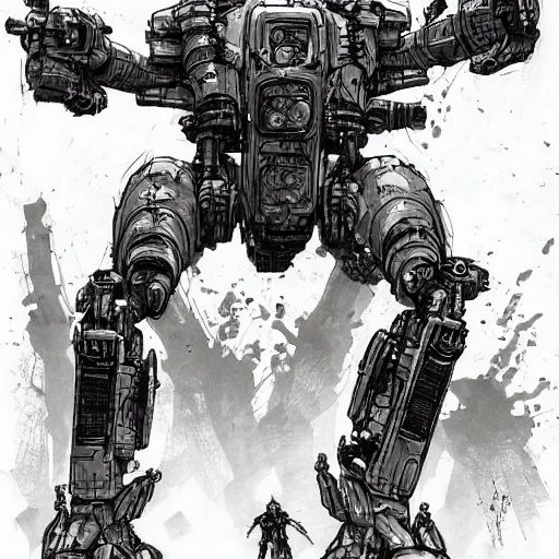 Image similar to sci - fi mecha cute zombie character concept design ， trending on artstation ， intricate ink drawing, highly detailed in the style of ashley wood, moebius and tsutomu nihei, - h 8 9 6