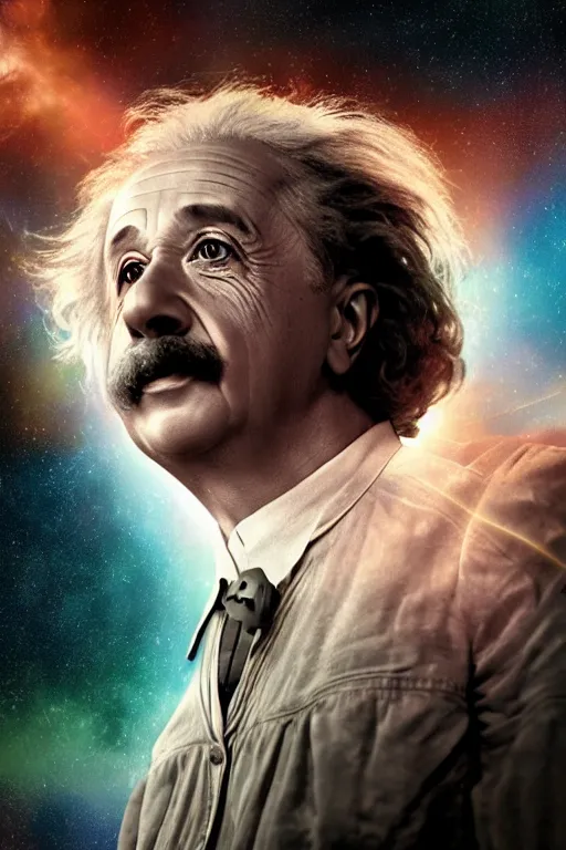 Prompt: intricate color photo of albert einstein, movie still from interstellar, 8 k octane beautifully detailed render